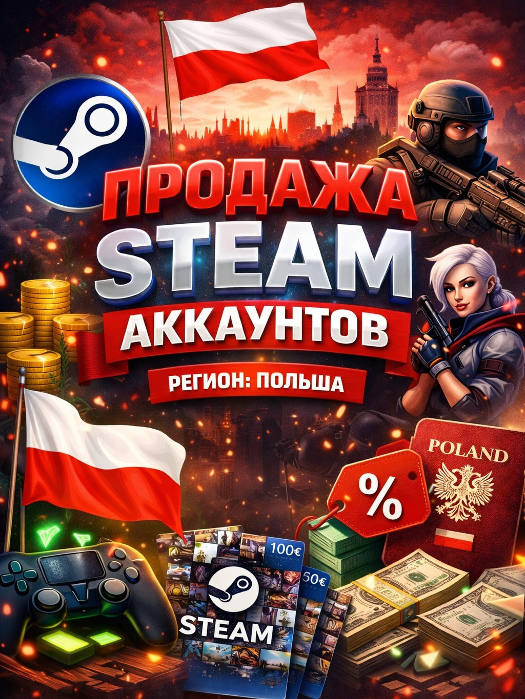 pl Пустой аккаунт Steam (Польша) 🔥