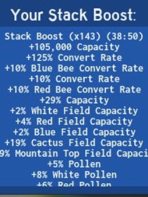 blue hive 18LVL/donate/tide popper/222T TOTAL/143 STACK BOOST