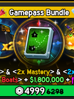 Gamepass Bundle  ( FRUIT NOTIFIER 2X MASTERY 2X MONEY 2X BOSS DROP FAST BOATS )