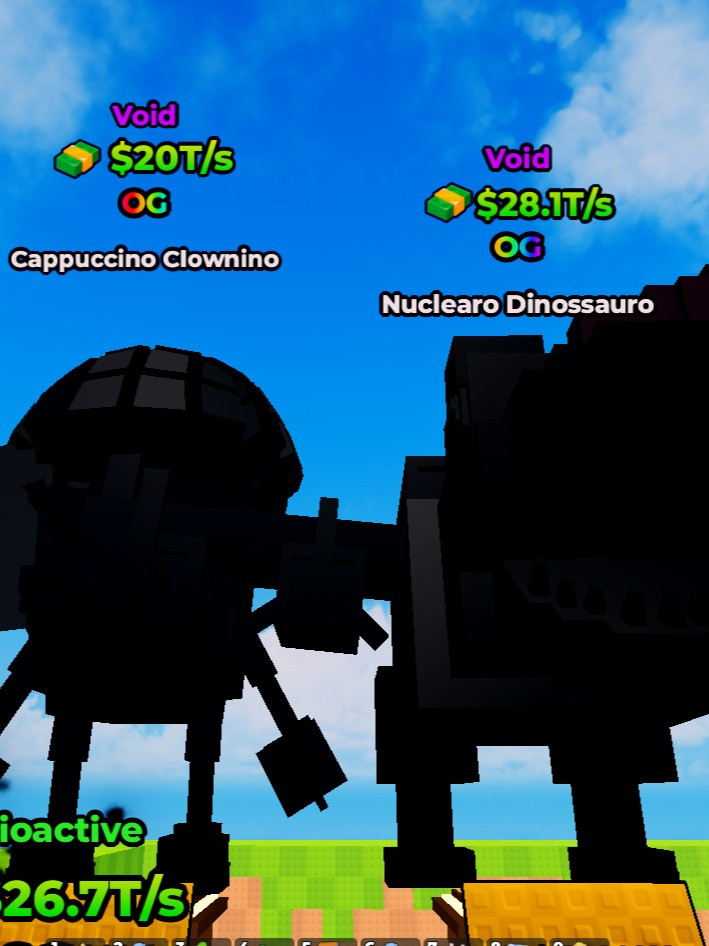 2x VOID OG CAPPUCCINO AND NUCLEARO 20-28T/S MAX LVL KICK A LUCKY BLOCK