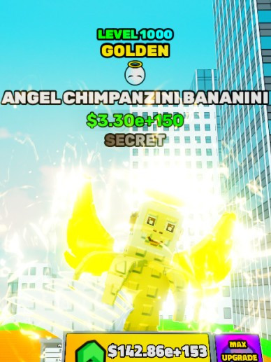 Secret Angel Chimpanzini Bananini LVL 1000 Gold