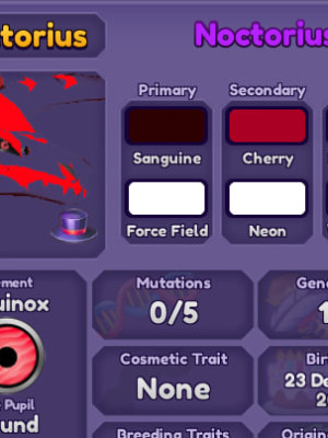 Noctorius 1st Gen / 16 LVL / MAX Age / 0 Mut
