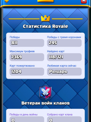 CLASH ROYALE | 7219🏆 | 36 ЛВЛ ⭐ | 118 КАРТ 💳 | ЧИСТЫЙ АККАУНТ