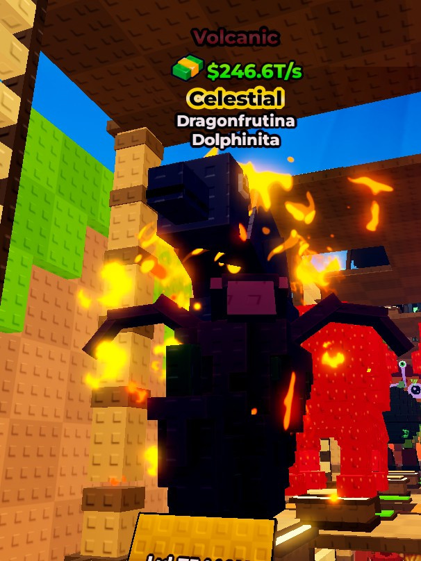Volcanic Celestial Dragonfrutina - 246T/sec Kick a lucky block НОВОЙ МУТАЦИИ