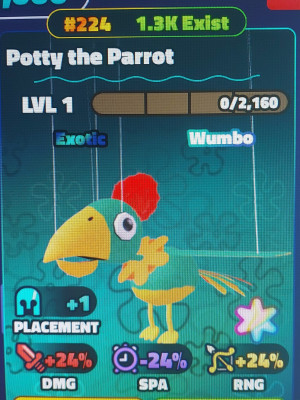 продаю wumbo Potty the Parrot ss с золотым номером #224