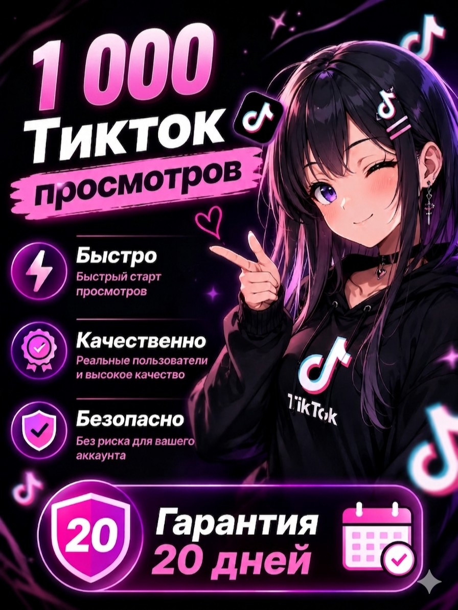 🔥 1000 Просмотров TikTok | Гарантия 20 дней