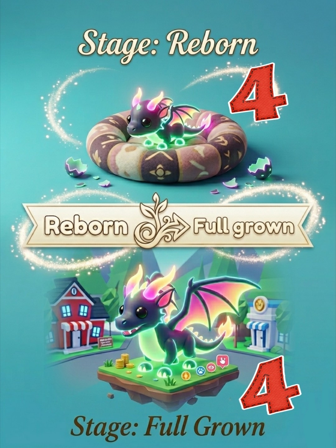 Прокачка 4 любых питомцев до full grown