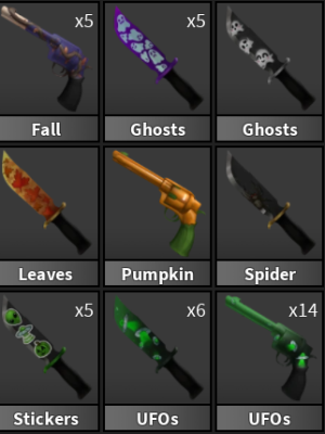 Коллекция хеллоуин ножей и пистолетов из 62 предметов. Читай описание