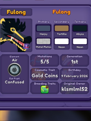 Fulong / Gold Coins / LVL 15