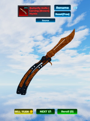 Butterfly Knife Carving (brown) Mystic 1200 rap