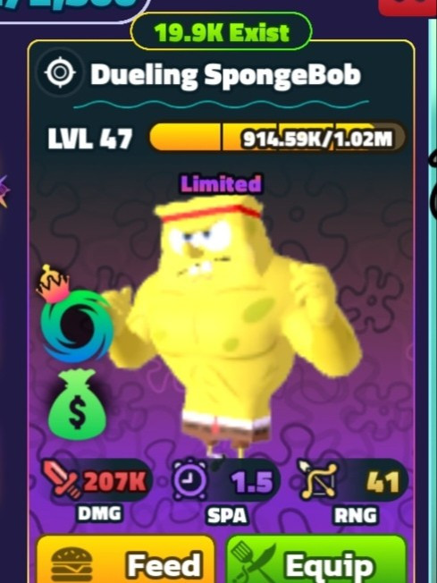Dueling spongebob 47 lvl