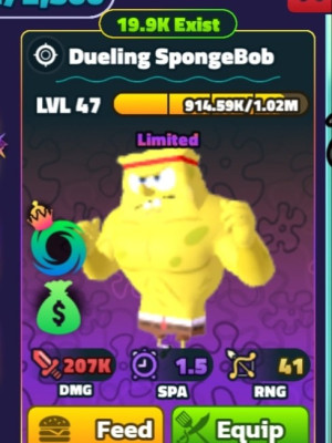 Dueling spongebob 47 lvl