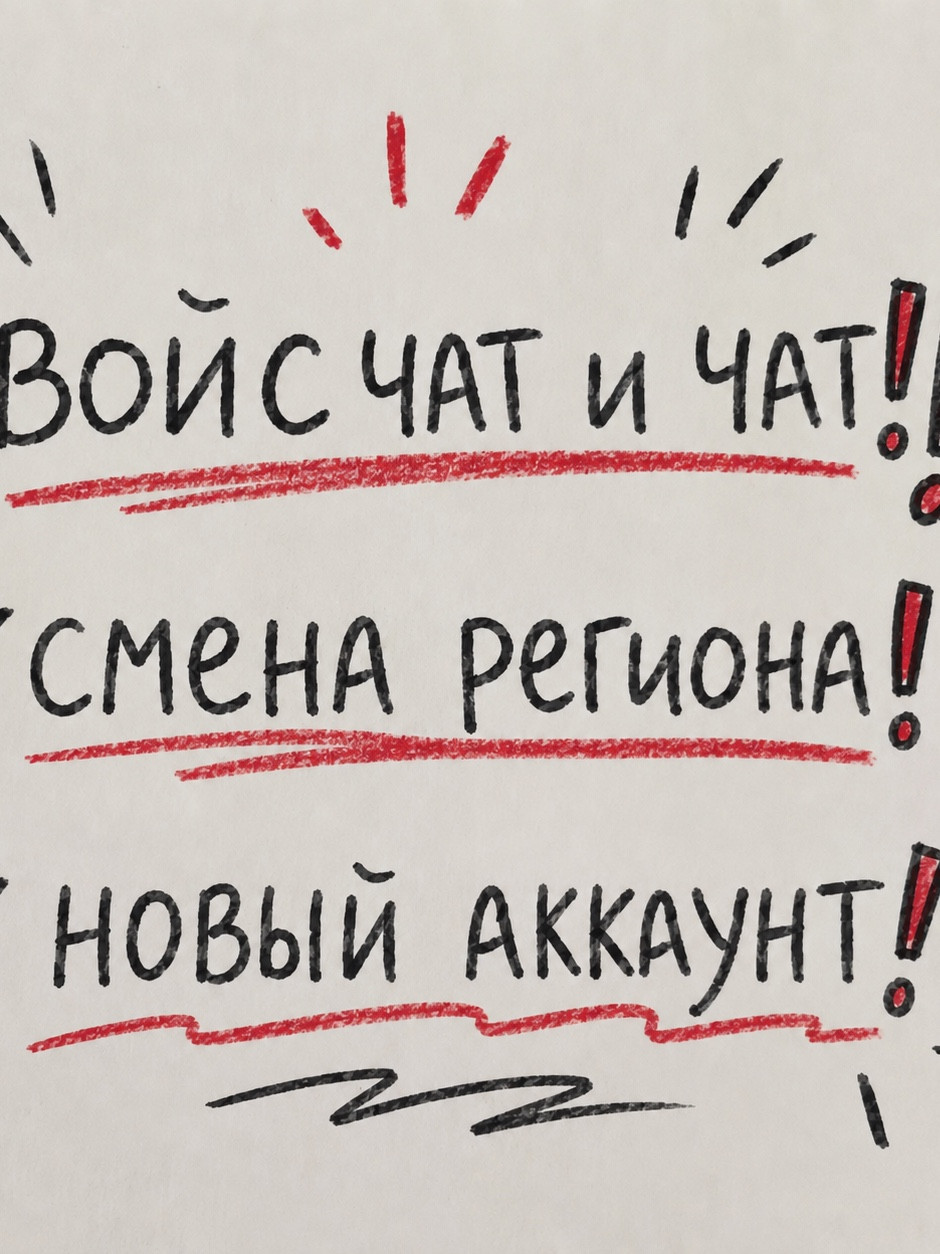 Voice чат И чат для тех у кого регион стоит рф, аккаунт новый!!