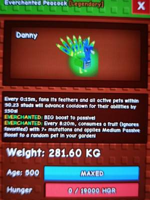 Peacock 500 age , 280+ kg