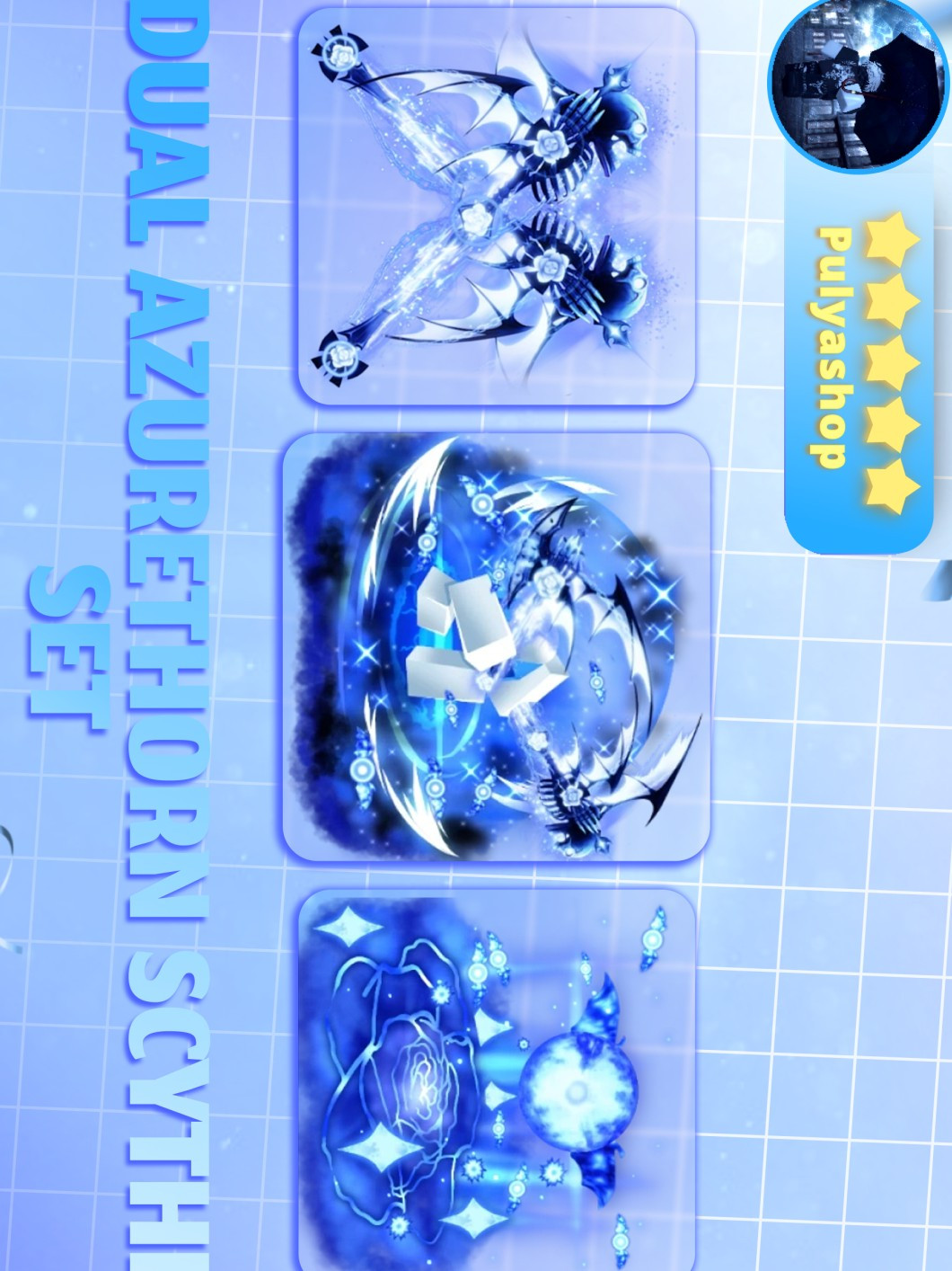 💙🤍DUAL AZURETHORN SCYTHE SET🤍💙