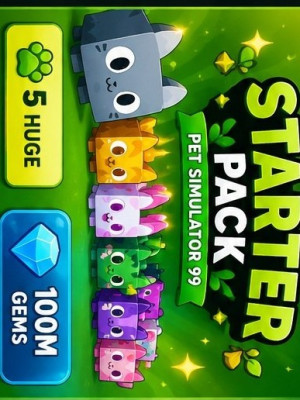🟢 STARTER PACK — 5 Huge + 100M Gems 💎 | Pet Simulator 99