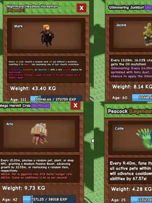 Nightmare Headless Horseman43+Glimmering Junkbot+Mega Hermit Crab+Peacock
