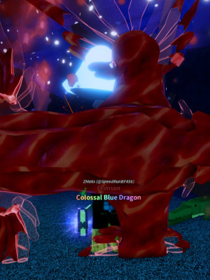 Crimson colossal blue dragon
