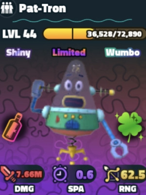Tiki Aliens  5 star LVL 100sw+Krusty Krab+Pat-Tron+Sir Pinch-A-Lot