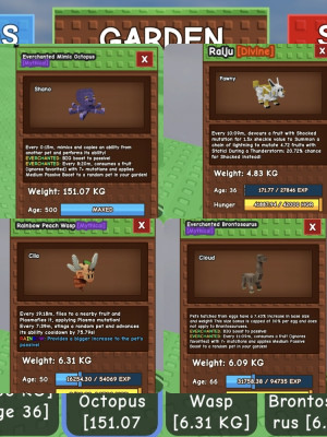 mimic 151kg+Rainbow Peach Wasp+Everchanted Brontosaurus+Raiju