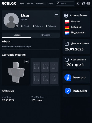 пустой аккаунт 170+ дней отлега польша/германия/нидерланд  дата регистрация 26.03.2026