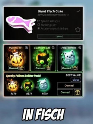 Spooky Felines Bobber Pack | 199R | Pumkitty + Scraredy Cat + Polterpaw | Trade Face to Face | Fisch