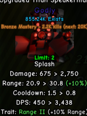 Upgraded Titan Speakerman, trait:RANGE 2