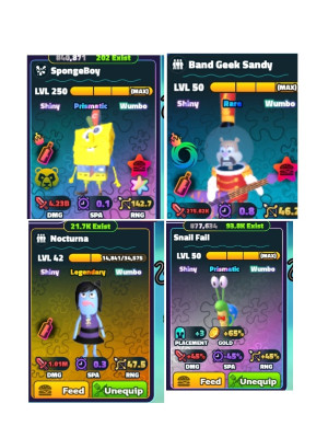 SpongeBoy,Band Geek Sandy,Nocturna,Snail Fail