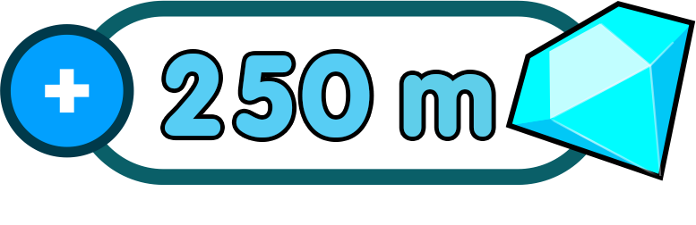 Гемы: 250 млн (250m) 250.000.000 gems